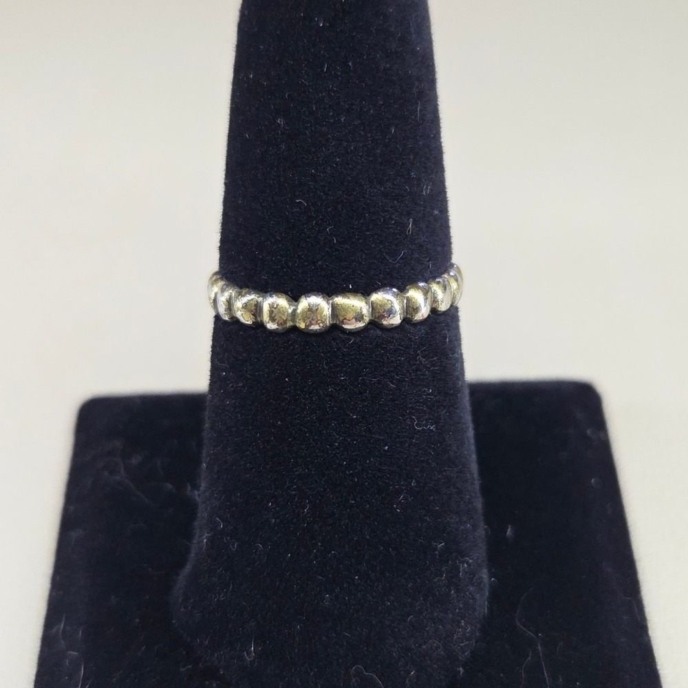 Lucky Brand Silver Tone Beaded Look Eternity Band Ring Size 8.5 Stacking Jewelry